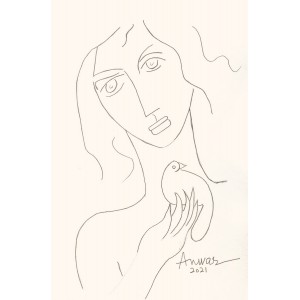 Anwar Maqsood, 14 x 21 Inch, Pencil on Paper, Figurative Painting, AC-AWM-013